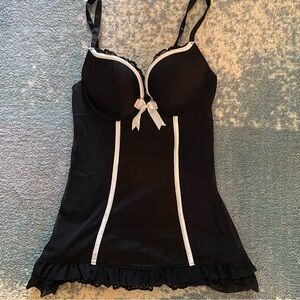 La SENZA Black and White Lace Trim Chemise